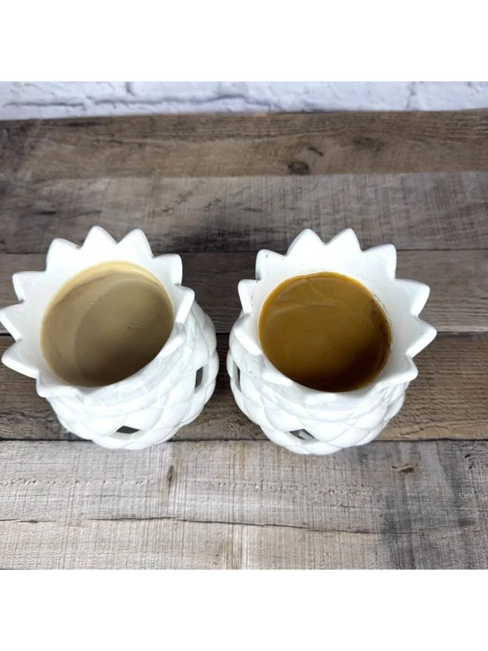 Bath & Body Works Pair Ceramic Pineapple Set Of 2 Candle Holders Oil Wax Warmer